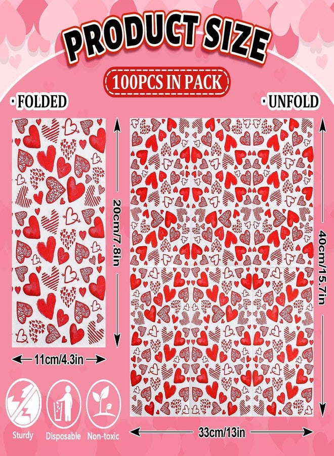 JarThenaAMCS 100 Sheet Valentine’s Day Guest Napkins Red Love Heart Disposable Napkins Watercolor Decorative Hand Paper Towel Napkins for Bathroom Party Supplies Table Decor, 4.3 x 7.8 Inch - Image 2